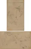 Telemaco Signorini, Pair of drawings, A) Ruined walls and trees