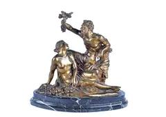 Eugenio Avolio, Bacchante Faun with Nymph, 1912, Bronze sculpture