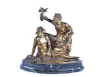 Eugenio Avolio, Bacchante Faun with Nymph, 1912, Bronze sculpture