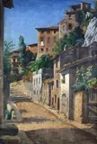 Marco De Gregorio, Landscape with houses, 1873, Signature and date lower right.
