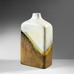 Marcello Fantoni, White, Brown And Yellow Ceramic Vase Vaso