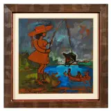 Mino Maccari, La pescatrice, mixed media on hardboard