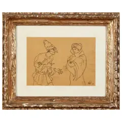 Corrado Cagli, Pulcinella innamorato 1975, oil on paper