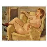 Concetto Maugeri, Nudo in poltrona 1945, oil on canvas