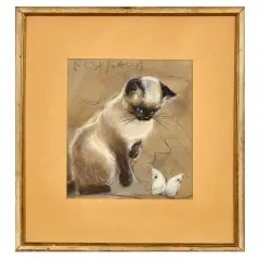 Elica Balla, Gattino con farfalla, mixed media on cardboard