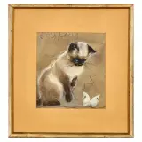 Elica Balla, Gattino con farfalla, mixed media on cardboard