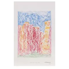 Ezio Gribaudo, Rivoli Castle 1985, screenprint and chalcography