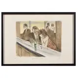 Alberto Sughi, Al bar hand-painted, screenprint