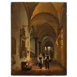 Pompeo Calvi, Figures In The Convent, oil on panel