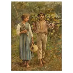 Vincenzo Caprile, Returning From The Fields, oil on canvas