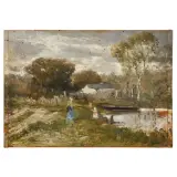 Serafino De Tivoli, French Landscape, oil on panel