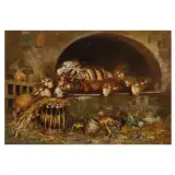 Tito Pellicciotti, Animals In The Stable, oil on canvas