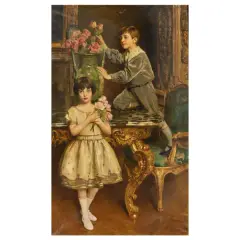 Giacomo Grosso, Flowers For Mom, oil on canvas