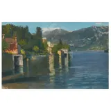 Sirio Magni Terrabuio, Tremezzo Landing Stage, pastel on paper