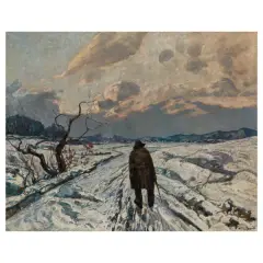 Gino Romiti, Man In The Snow, oil on canvas