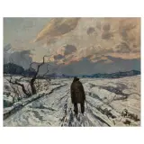 Gino Romiti, Man In The Snow, oil on canvas