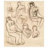 Henry Moore, Untitled, Ideas for sculpture:Seated figures c.
