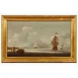 Jacob Van Der Croos, Seascape With Sailships, oil on panel