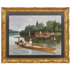 Maurice Poirson, Rowing Club, oil on canvas