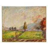 Arturo Tosi, Landscape, mixed media on canvas