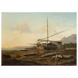 Serafino De Tivoli, Seascape With Fishermen