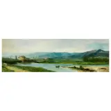Lorenzo Gelati, The Arno River, oil on canvas laid down on plywood