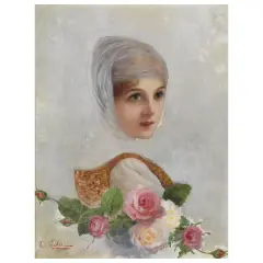 Oreste Costa, A Young Woman, oil on canvas