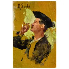 Raffaello Sorbi, The Drinker, oil on panel