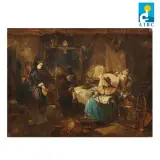 Domenico Induno, Interior With Figures, oil on canvas