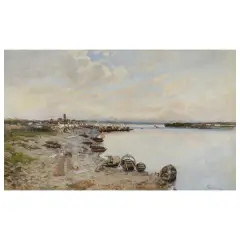 Lorenzo Gignous, A View Of Sesto Calende