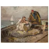 Mosè Bianchi, Ferry To Chioggia, oil on panel