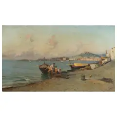 Giuseppe Laezza, A View Over The Gulf Of Naples, a pair of paintings