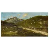 Guglielmo Ciardi, The Train At Canove D'Alpago, oil on panel