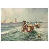 Attilio Pratella, Seascape And Fishermen In Capri