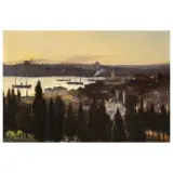 Giuseppe Amisani, A View Of Istanbul, oil on plywood
