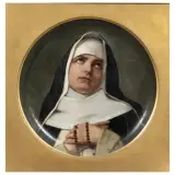 Odoardo Borrani, Praying Nun, oil on ceramic plate