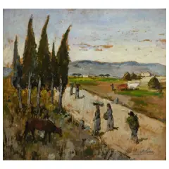 Giovanni Bartolena, Tuscan Countryside, oil on plywood