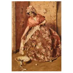 The Lace Maker by Umberto Coromaldi, oil on canvas, offered Mar 2026