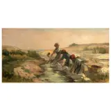 Niccolò Cannicci, Washerwomen, oil on canvas