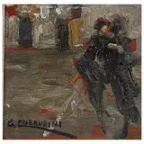 Giuseppe Cherubini, Street Figures, three paintings