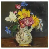 Giovanni Bartolena, Vase Of Flowers, oil on cardboard
