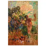 Plinio Nomellini, Male Figure In A Landscape, oil on panel