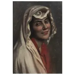 Angelo Mambriani, Portrait Of The Wife, oil on cardboard
