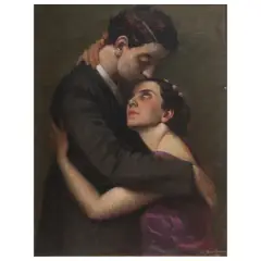 Angelo Mambriani, The Embrace, oil on canvas