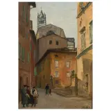Ferruccio Scattola, Via Di Diacceto. Siena, oil on plywood