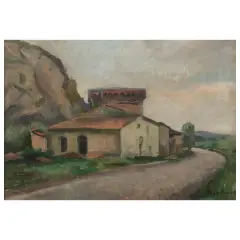 Raffaele De Grada, On The Road To Querceta, oil on cardboard