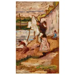 The Laundresses by Ulvi Liegi, oil on panel, offered Mar 2026