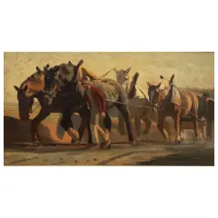 Alberto Zardo, Draft Horses, oil on panel
