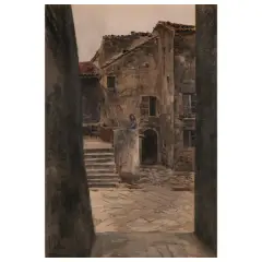 Manciano by Pompeo Fabri, watercolor on paper, offered Mar 2026