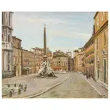 Alberto Salietti, Piazza Navona, oil on plywood